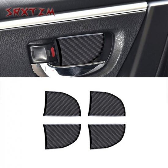 Bright Carbon Fiber Car Inner Door Handle Bowl Sticker For Toyota Corolla 14-18