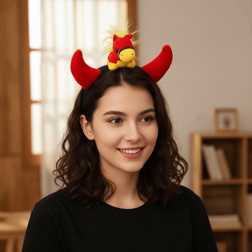 Pony Horse Hair Hoop Cartoon Plush Horse Headband Creative New Year Headband  Women