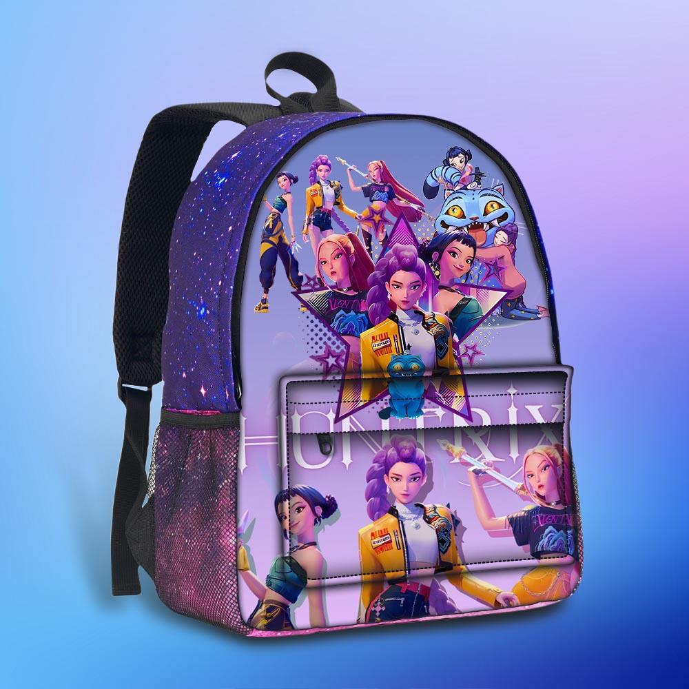 Rucsac Huntrix Kpop 3D Stereoscopic Cer Înstelat, Echipa de Vânătoare de Vrăjitoare, Rucsac Cer Înstelat de Mare Capacitate pentru Elevi de Școală Primară și Gimnazială CLE