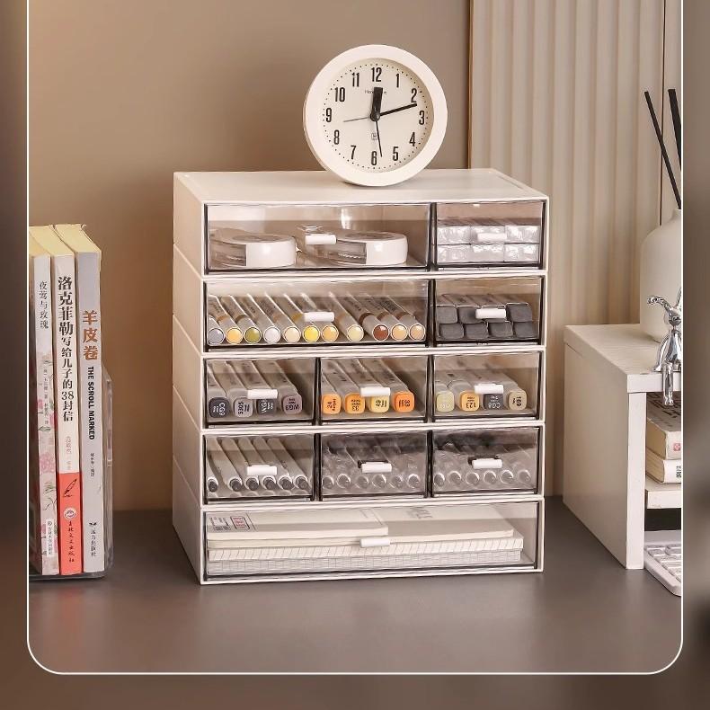 Drawer type compartment storage cabinet Children's stationery storage box Student desk Acrylic finishing box Layered shelf