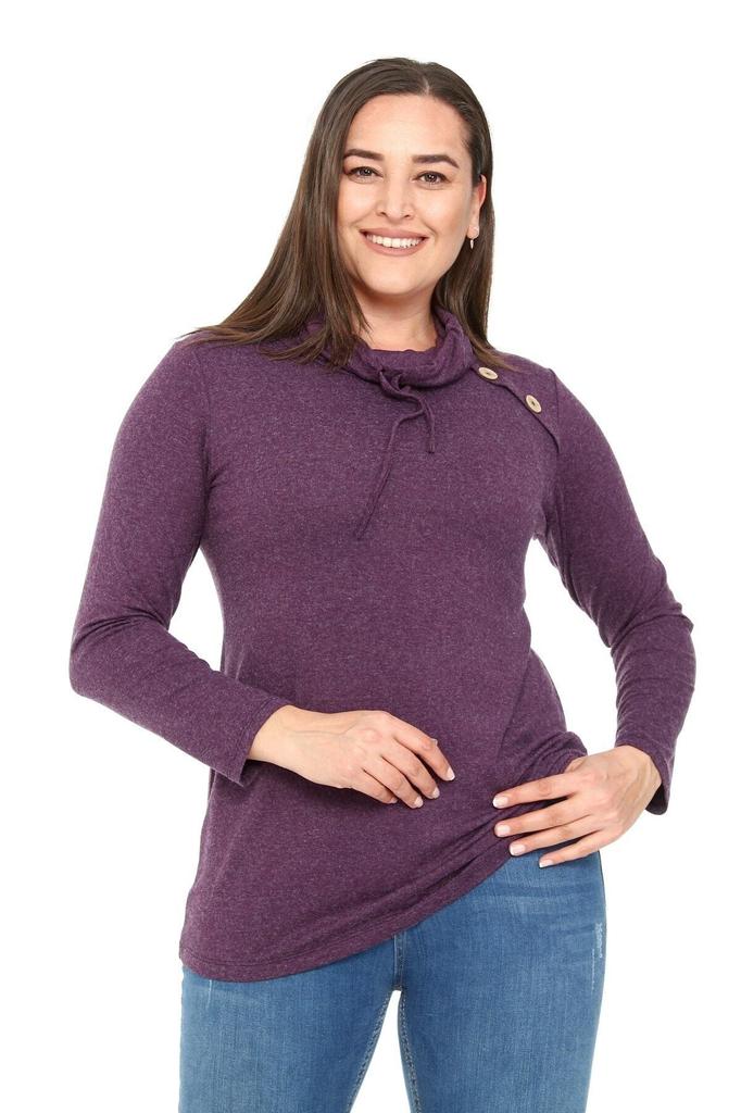 Bluză Mărime Mare pentru Femei Mărime Plus Guler cu Șnur Guler cu Nasturi Detaliată Lână Viscoză Nurcă