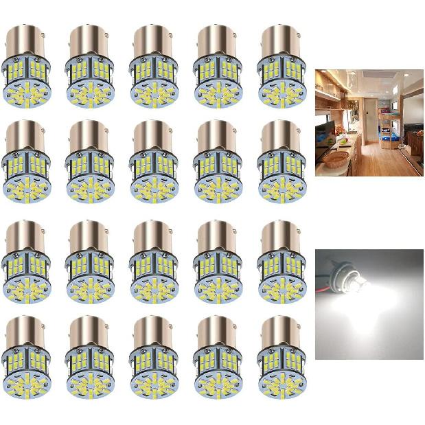 12V RV LED Interior Lights, 20 Packs 1141 1156 1003 1073 BA15S 7506 LED Bulbs For RV Camper Trailer Boat Trunk Interior Indoor Tail Lights, White -
