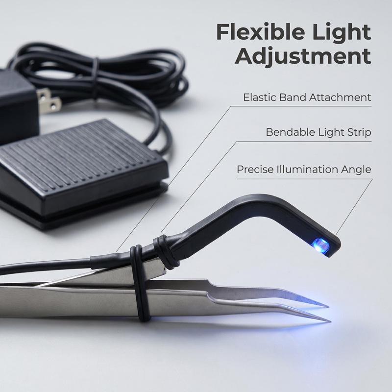 Thin UV Tweezer Lamp: Quick-Drying LED Strip for Beauty Lashes, with Purple Light and Foot Pedal for Eyelash Extension Curing