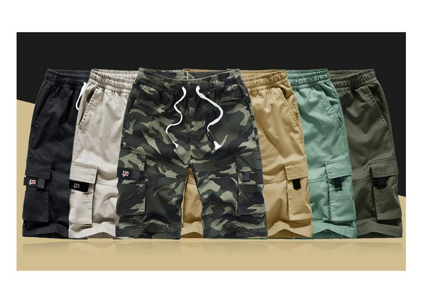 Pantaloncini da lavoro da uomo in cotone a vestibilità larga con tasche multiple
