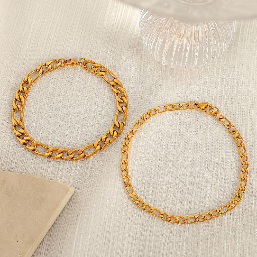 Mode Luxe Léger Figaro Chaîne Cubaine Bracelet en Acier Titane Tempérament Polyvalent Simple Personnalité Bracelet