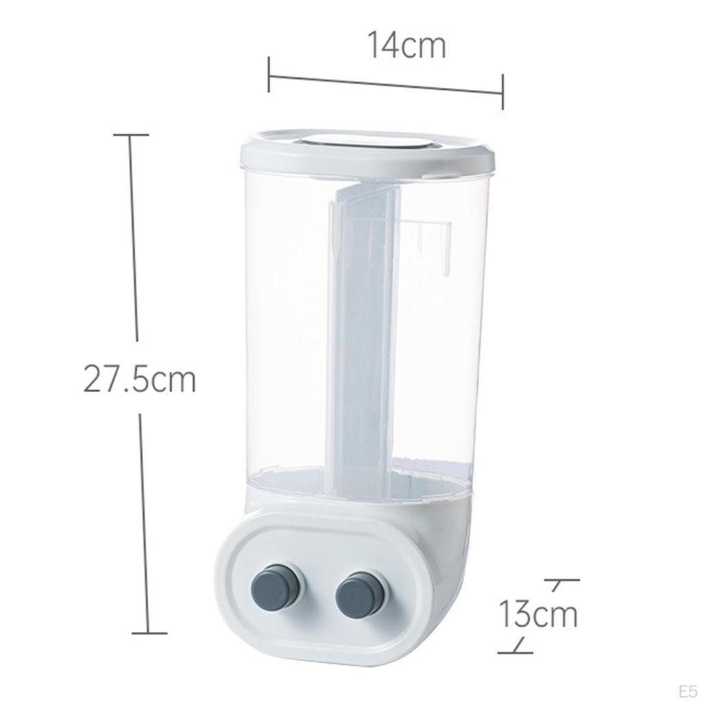 Wall Mounted Dry Food Divided Dispenser, Cereal Storage Box Grains Rice Nut Organizer for Home