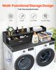 SucceBuy Washer Dryer Countertop W/ Drawer Shelf Wooden Washer and Dryer Countertop Laundry Topper for Laundry Room Organization