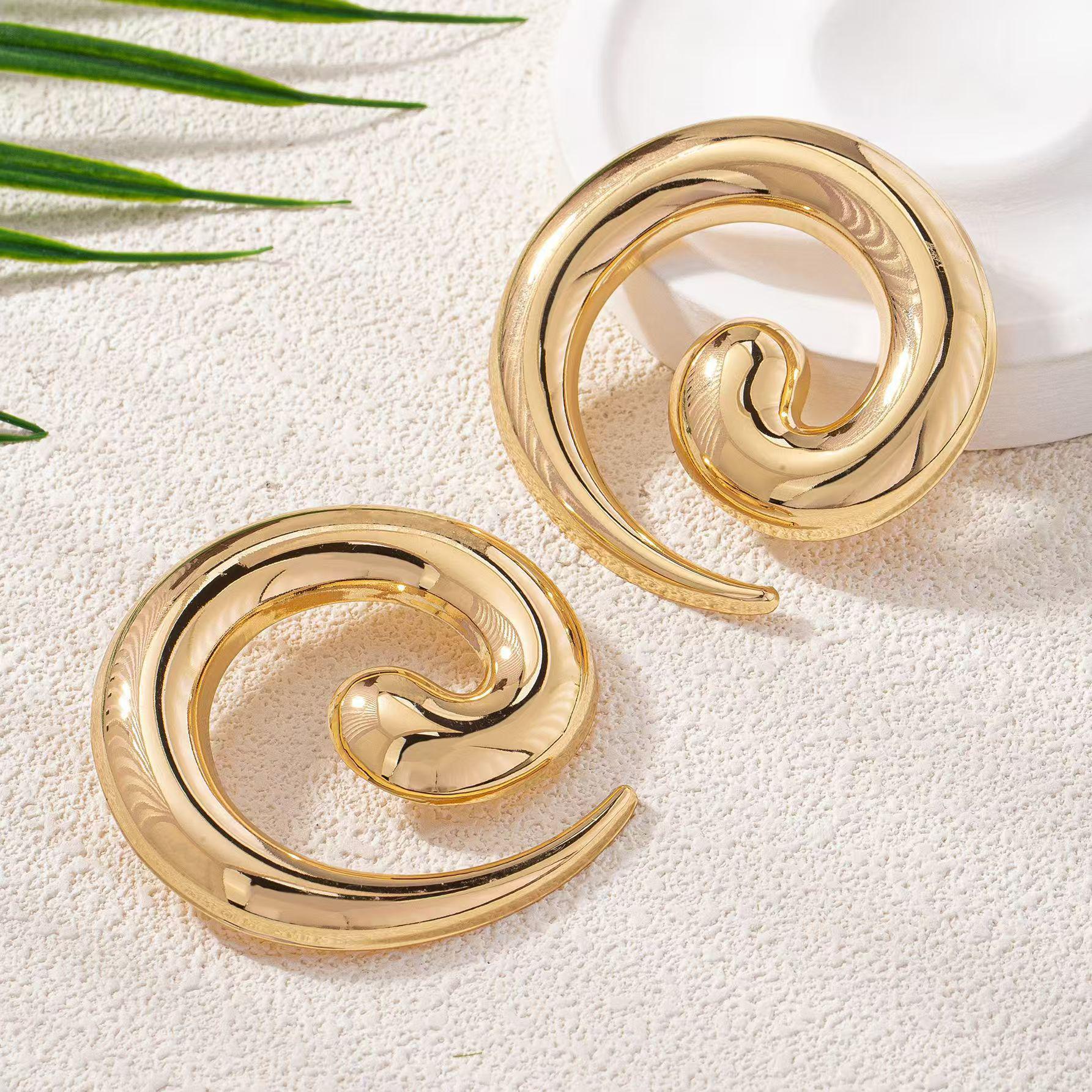 

Высококлассные ретро круглые серьги-улитки: Трендовые европейские и американские модные аксессуары для женщин жёлтый/имбирный