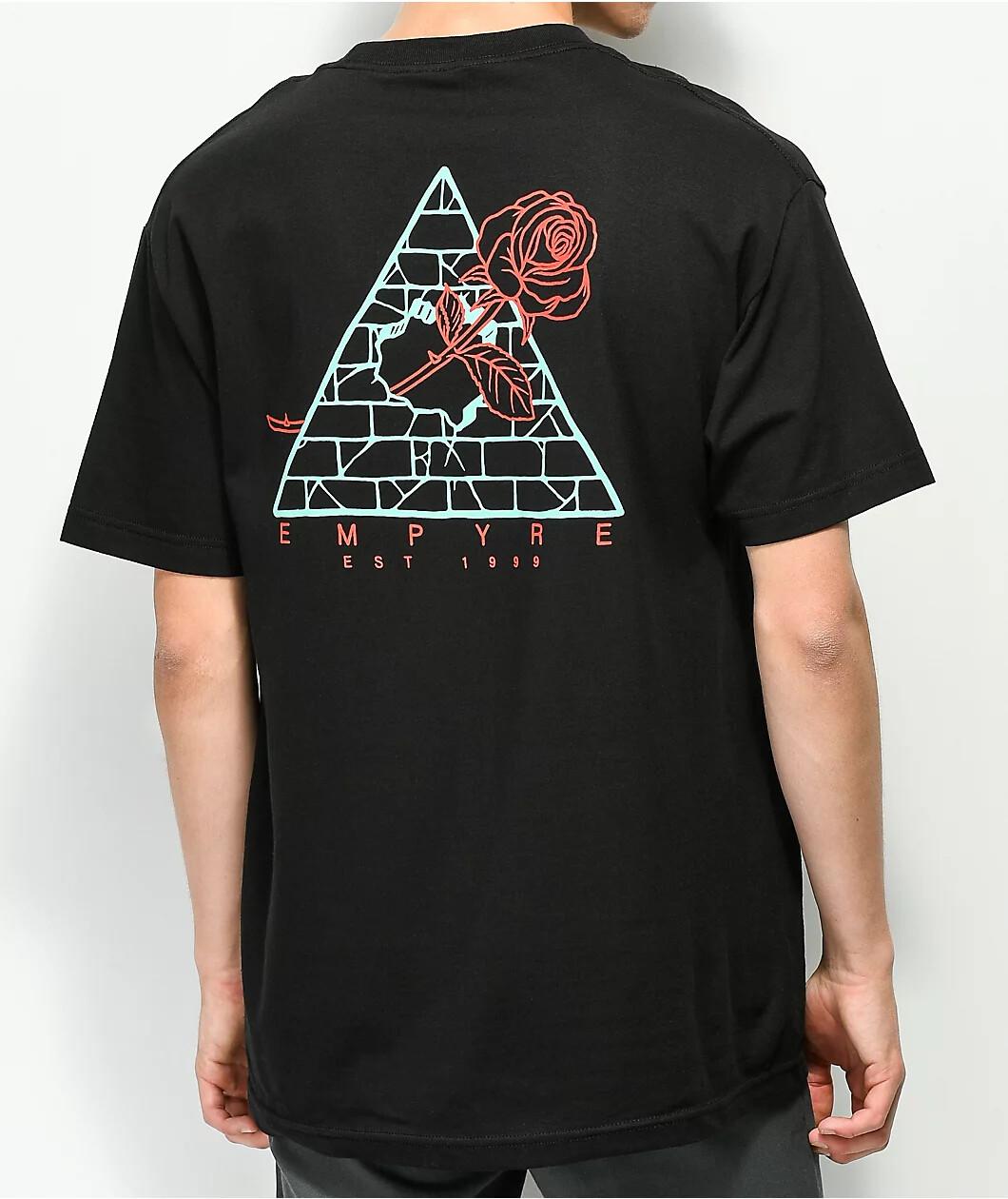 Empyre Mens Broken Roses Black Tee Shirt New M