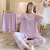 3 Sets Of Summer Women's Pajamas Set Of Short-Sleeved Long Pants Casual Girls Homewear Sets Teenage Homewear