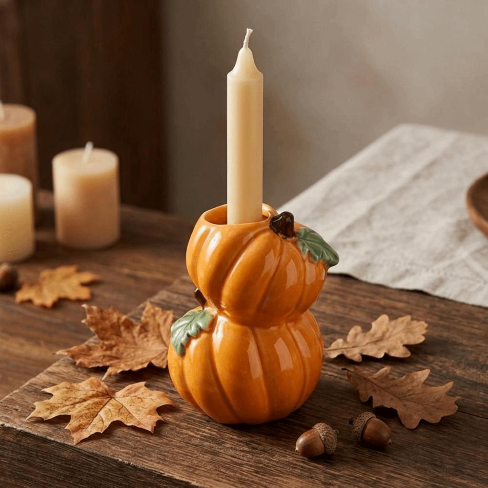 Centerpiece Ceramic Candle Holder Ceramic Pumpkin Candle Stand Halloween Decor Desk Ornament