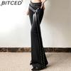 BITCED Summer Women's Solid-Color Slim-Fit High-Waisted Streetwear Casual Straight-Leg Slightly Flared Pants