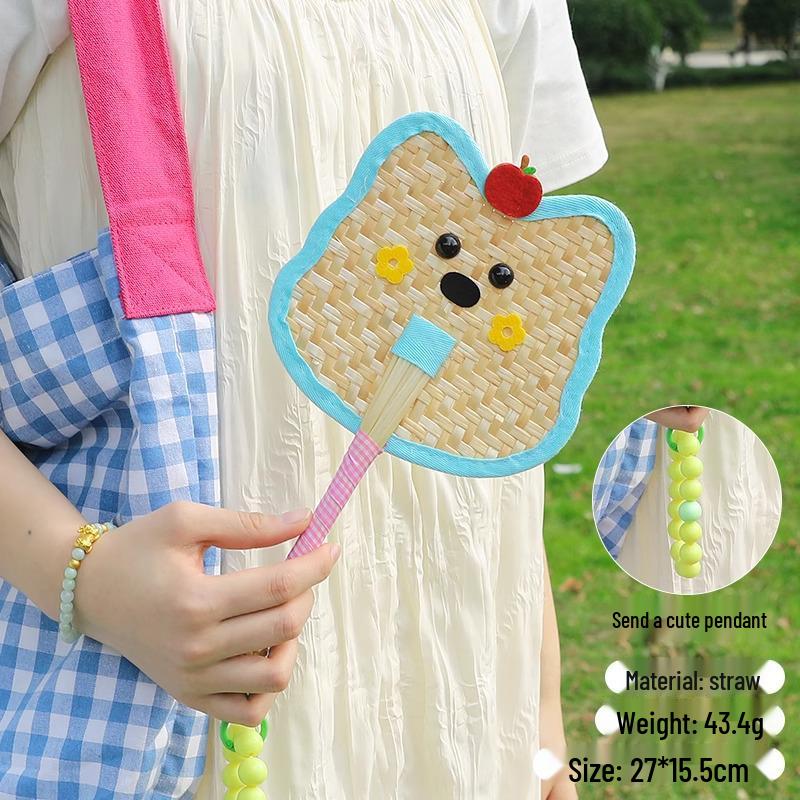 2025 Cute Animal Hand-Woven Cattail Fan – Durable, Creative, Portable Handheld Summer Fan