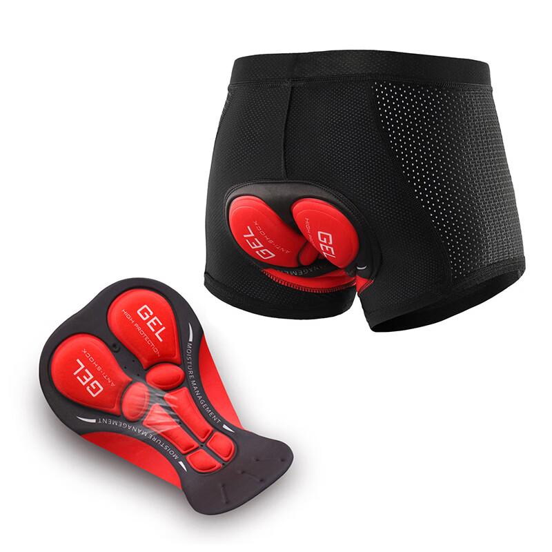 Cycling Underwear, Bicycle Shorts for Men And Women, Silicone Padded Shorts for Mountain Bikes And Road Bikes, Seat Cushion, Black And Red, XXL