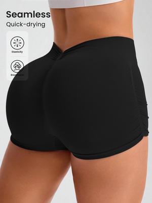 Women's High-Waist Seamless Yoga Shorts: Quick-Dry, Moisture-Wicking, Elastic Fitness & Running Shorts