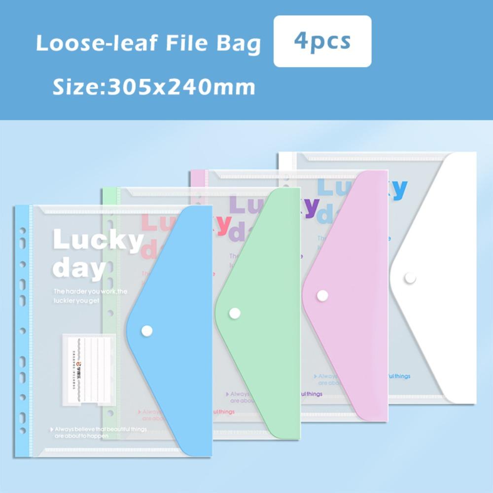 

Waterproof A4 File Folder Loose Leaf Test Paper Storage Clip File Bag Set Students 4pcs inner bags