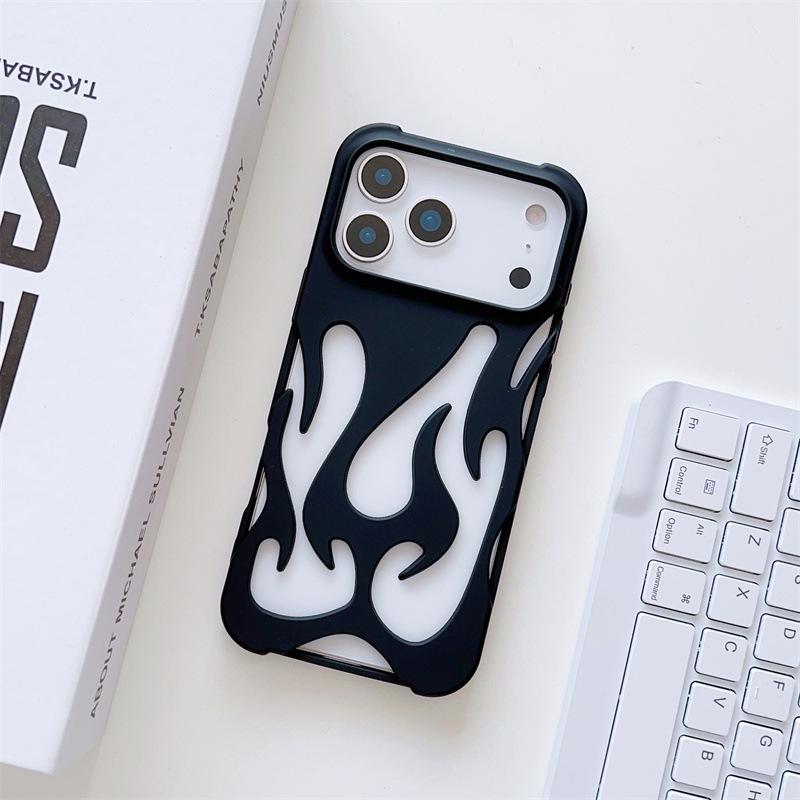 

iPhone 16 Flame Pattern Cooling Case: Electroplated Drop-Proof Cover for Apple 14/15ProMax iPhone 11 Pro