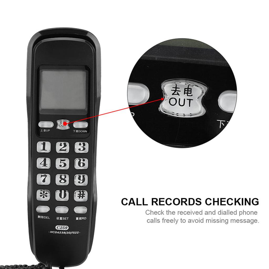 Last Number Redial Wall Telephone Call Records Checking Noise Cancelling Landline Wall Phones