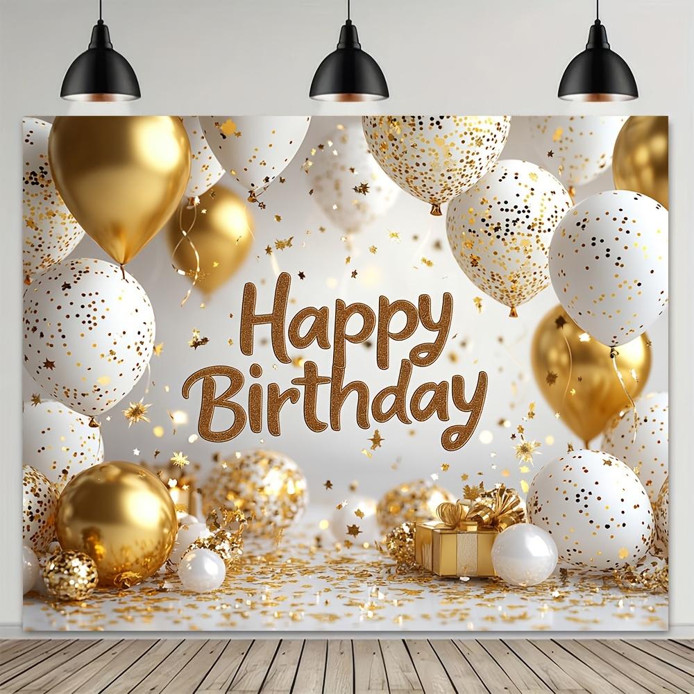 1Pcs Elegant Golden Happy Birthday Decoration Background Backdrop For Photo Studio Photo Booth Party