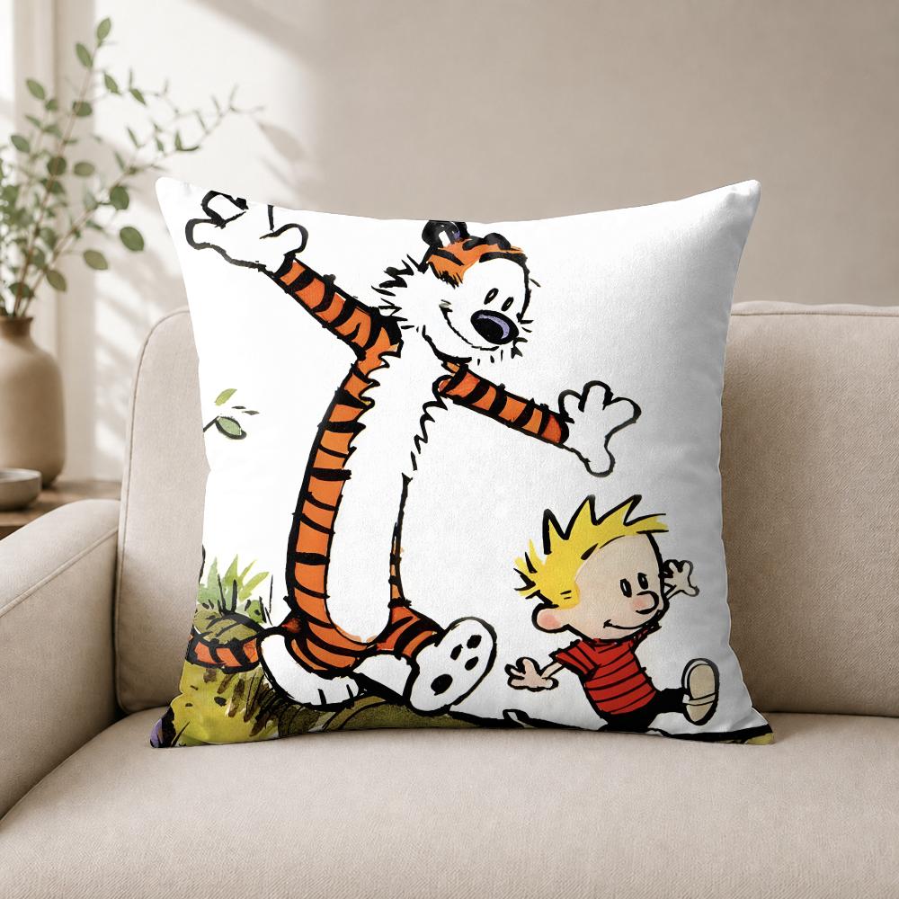 Anime Ccalvin And Hobbes Cushion Cover Wrinkleresistant Short Plush Cushion Covers Breathable Machinewashable