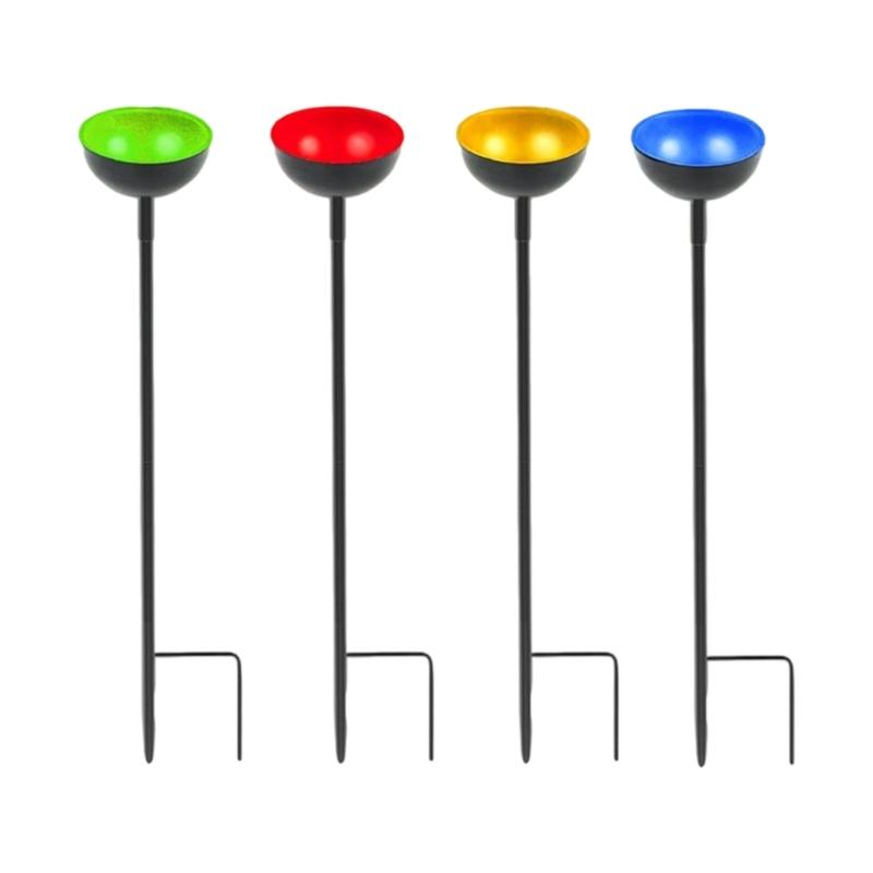 Artistieke Tuinvogelvoederbak voor Buiten Weerbestendige Metalen Schalen Verwijderbare Palen Watertafel voor Wilde Dieren Regenopvanger