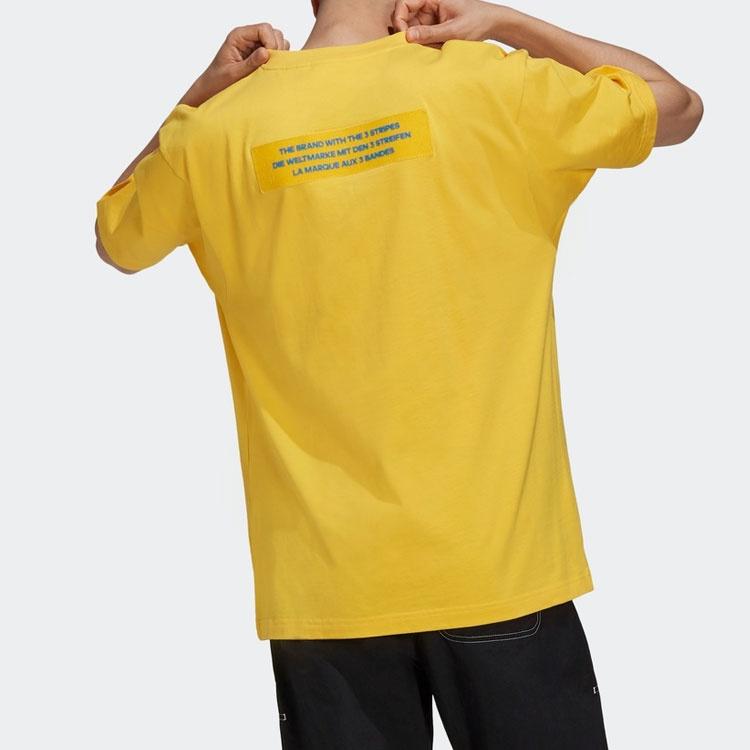 adidas originals Big Trfl Tee Casual Sports Round Neck Short Sleeve Yellow Men's H09345