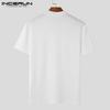 INCERUN Men Short Sleeve V Neck Striped Tee Tops Casual Shirts
