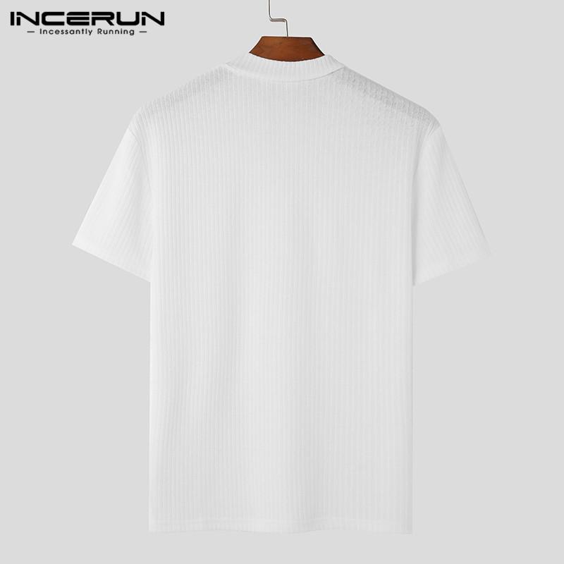 INCERUN Мужские футболки в полоску с коротким рукавом и V-образным вырезом — фото 7
