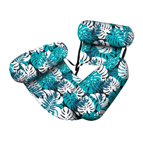 Inflatable Pool Floats for Adult Heavy Duty Pool Lounge Chairs Tropical Plants Pattern Water Floating Hammock for Summer Pool Beach Lake