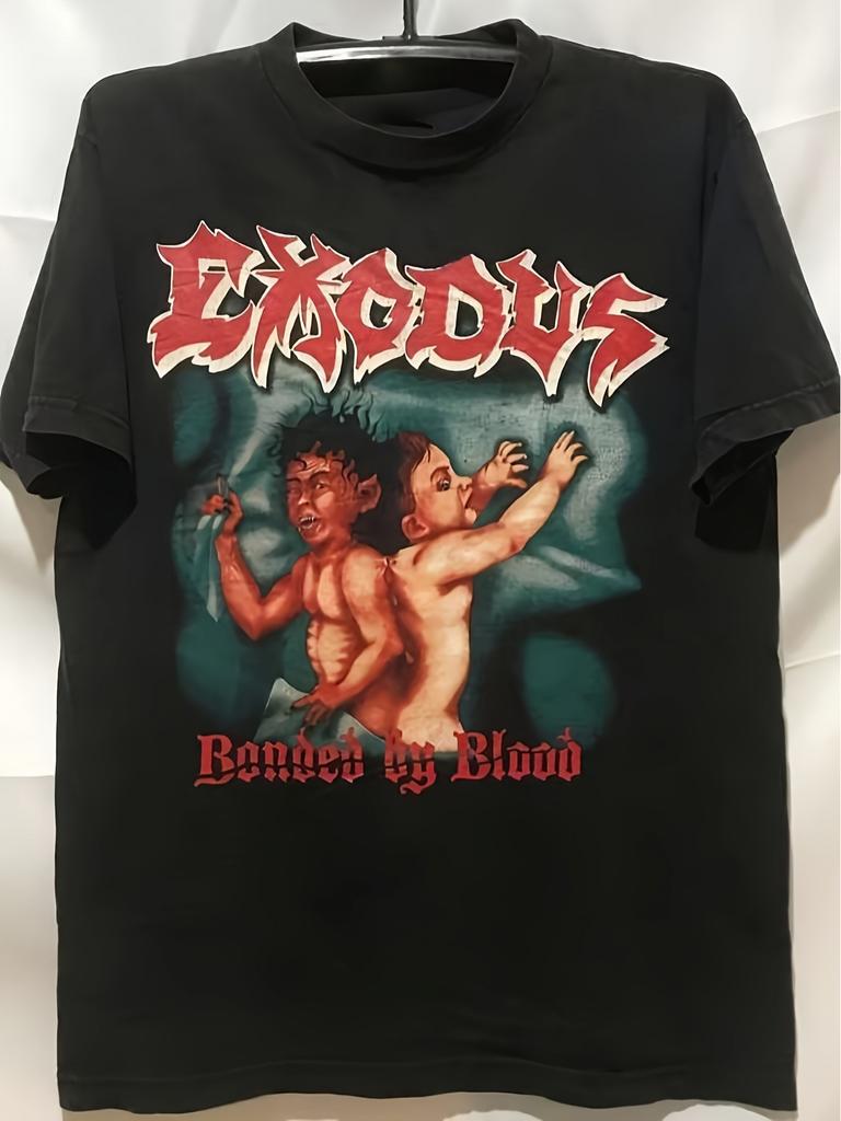 EXODUS Punk Rock Band T-shirt - Men's T-shirt Featuring Exodus Album Cover, Concert, Daily Street Music Festival Costumes - M...