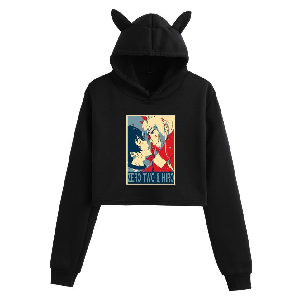 Darling in the Franxx Zero Two Cat Ear Cropped Hoodie - Women's Anime Style