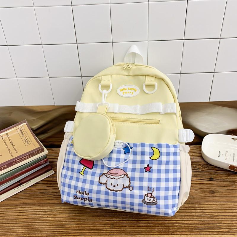 Fresh And Sweet Little Girl Backpack, Kindergarten Primary School Student Schoolbag Contrasting Color Plaid Large Capacity Children'S Backpack Tide