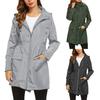 Outdoor Windproof Waterproof Lightweight Hooded Women Long Rain Coat Jacket
