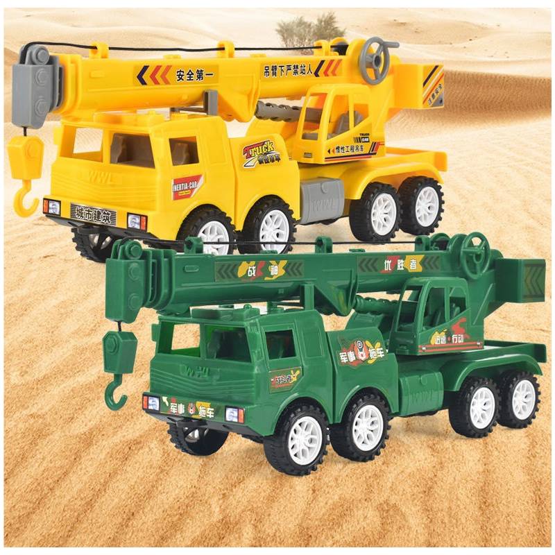 Toy Construction Crane Large Size Inertia Driven Plastic Vehicle Model Kids Gift