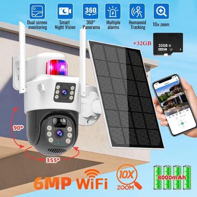 4G Outdoor Dual-View Solar Surveillance Camera with Panoramic Vision for Home