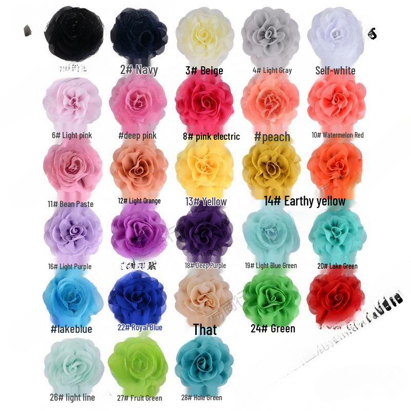 8cm Handmade Pearl Chiffon Rose Flower for Shoes, Hats, Clothing, and Headwear Accessories