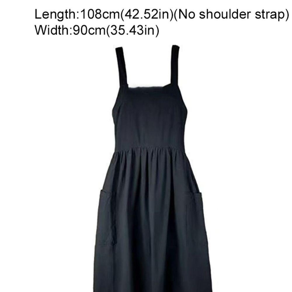 Cotton Kitchen Apron Adjustable Straps Gardening Work Uniform Korean Style Apron  Baking