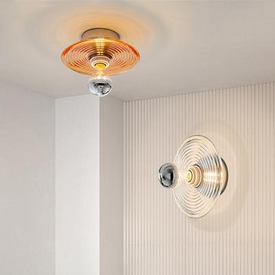 Nordic Glass Wall Lamp LED Water Ripples Round Home Decoration Ceiling Light For Bedroom Bedside Living Room Indoor Decor Sconce