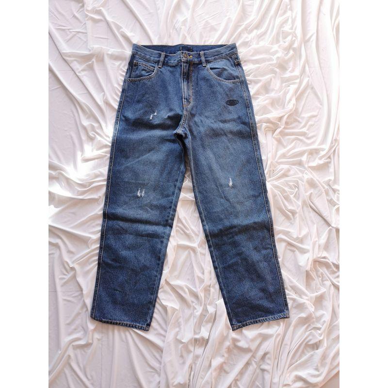 5 off Export USA Cut Label Loose Casual Straight High Waist Boyfriend Pants No Stretch Cropped Elegant Daddy Denim