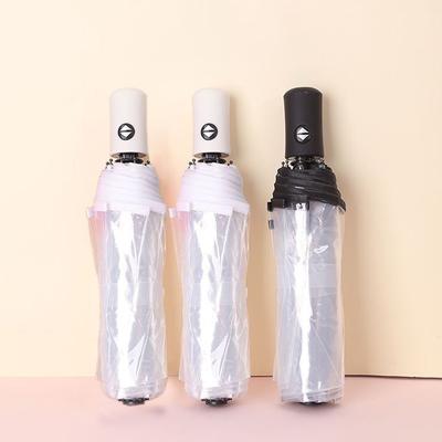 Transparenter Klapp-Automatikschirm Herren Ripple Edge Schwarz Business Regen Regenschirm Damen Kunststoff Klar Damen Sonnenschirm