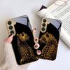 Leopard Background Black For Samsung Galaxy S26 S20 FE S21 S22 S23 Plus S24 Ultra S25Ultra S21+ S22Plus Golden Glass Phone Case