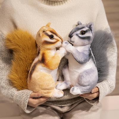 Sevimli simülasyon sincap bebek peluş oyuncak sevimli küçük sincap bebek çocuklar için sakinleştirici bebek doğum günü hediyesi