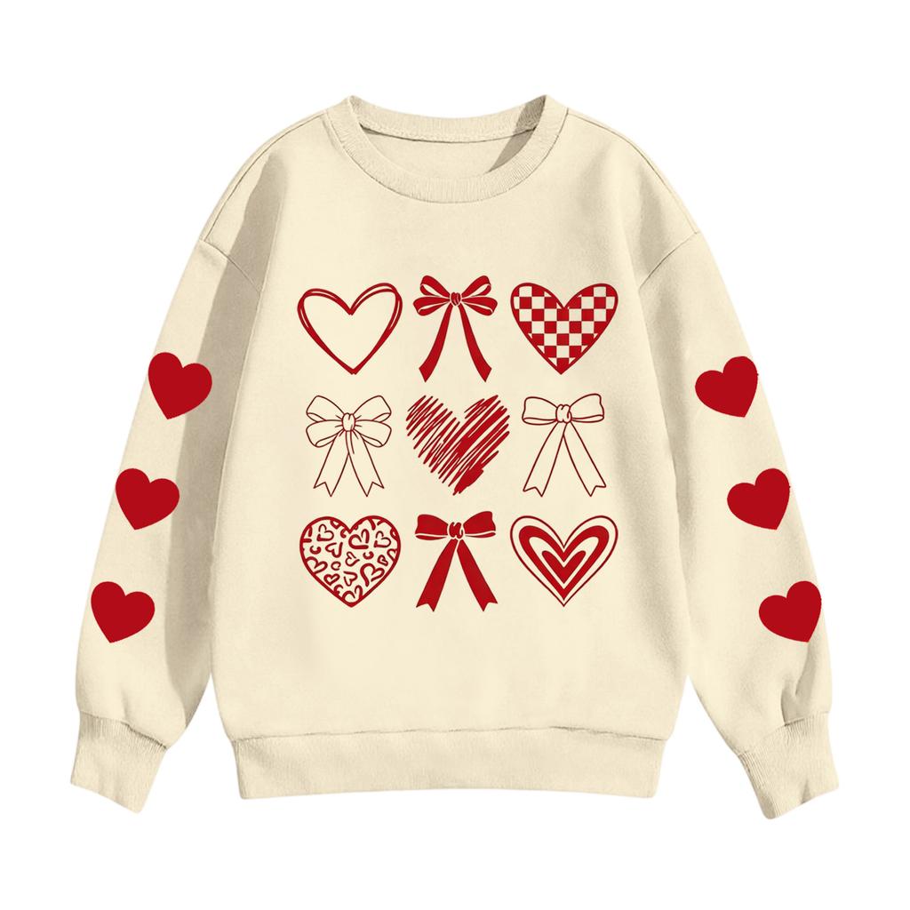 Children's Casual Round Neck Printed Pullover Long-sleeved Hooded Sweatshirt Top