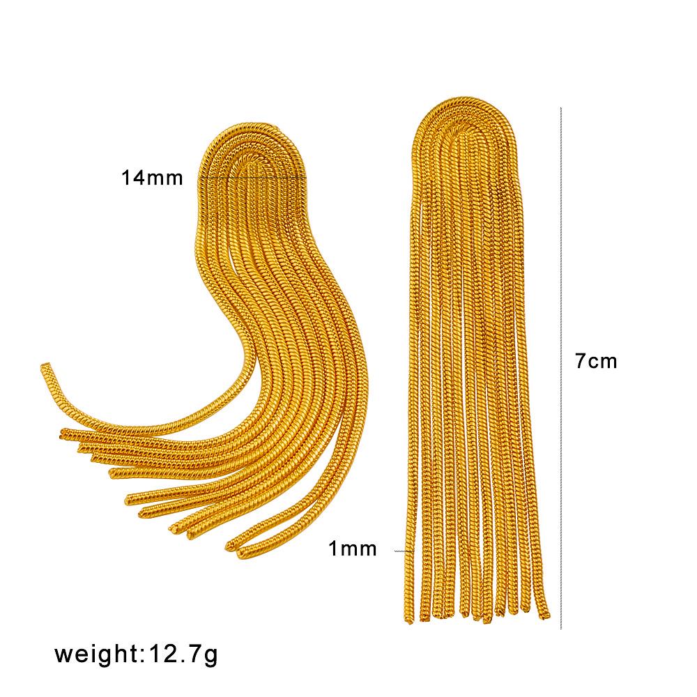 Mei Shi Duo European 18K Gold Tassel Earrings, Stainless Titanium Steel, Fashionable Long Dangle Accessories for Women Long