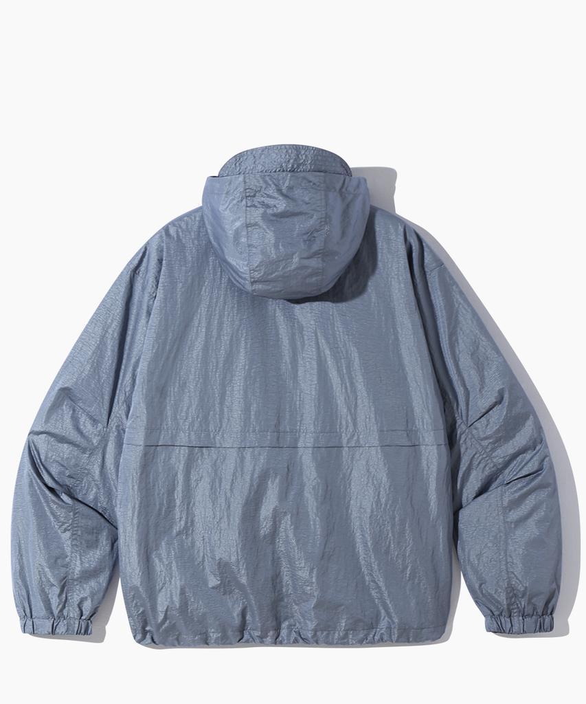 Dimitri Black Asi 2Way Nylon Metal Hooded Windbreaker Jacket_Steel Blue