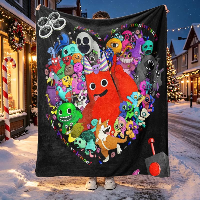 Game Rainbow Friends Pattern Blanket for Home Decoration, Bed, Sofa, Car Travel, Camping, Suitable for All Seasons, Birthday Christmas Gift