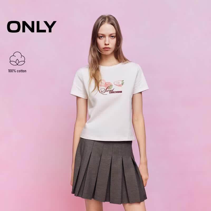 Only Women's Printed Shell-Edge Cotton T-Shirt