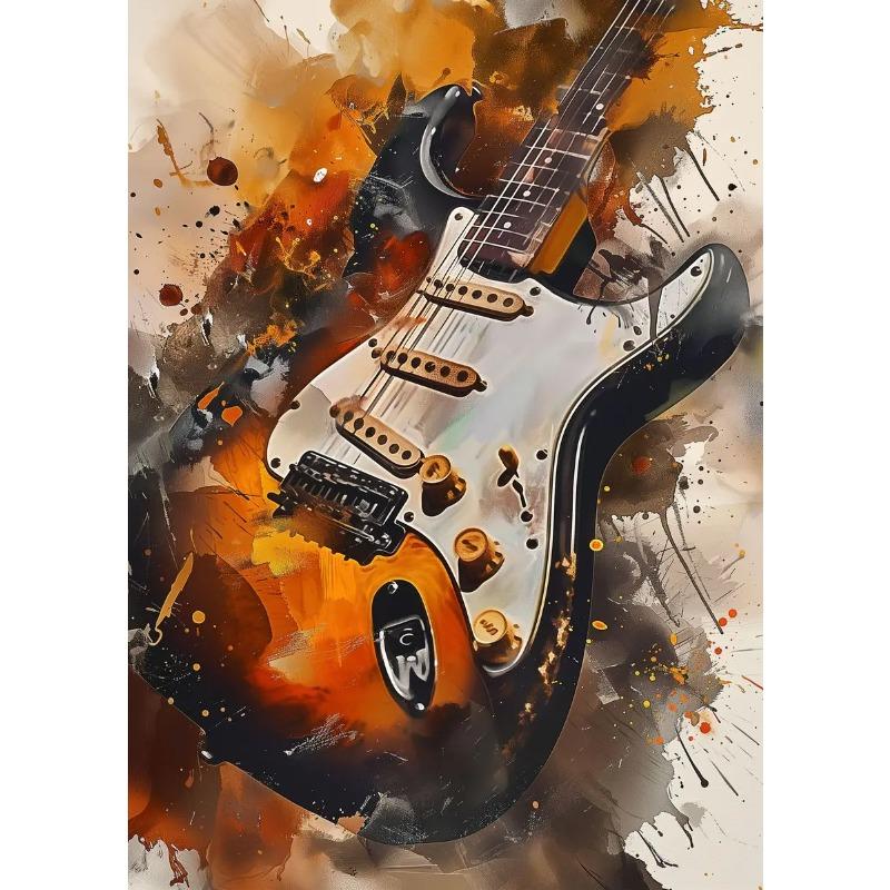 Electric Guitar Trendy Musical Instrument Poster Modern Abstract Fashion Design Canvas Art Painting Picture Bar Home Decor Gi