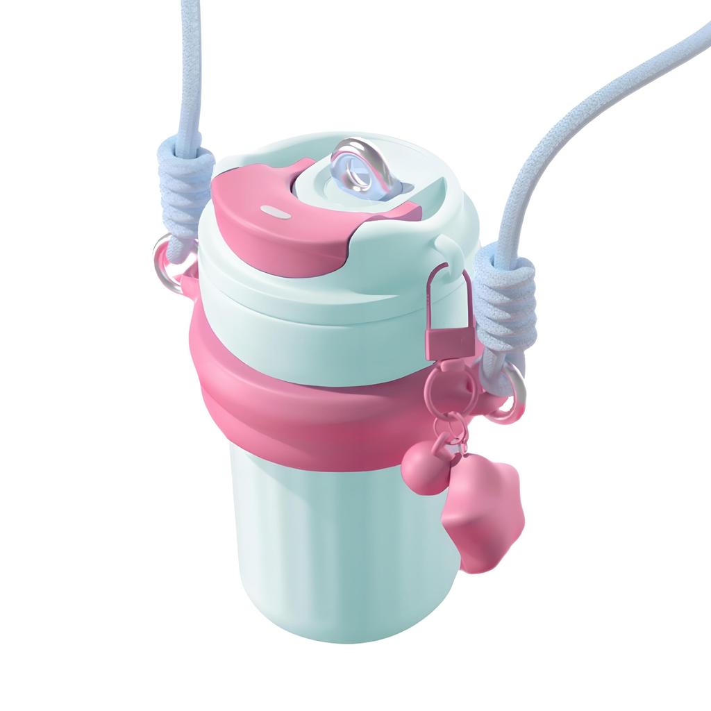 IOLOYU 316 Stainless Steel Tumbler with Lid and Coffee Mug for Girls and Elementary School Vacuum Stylish and Cute Coffee Mug with Carrying Keeps