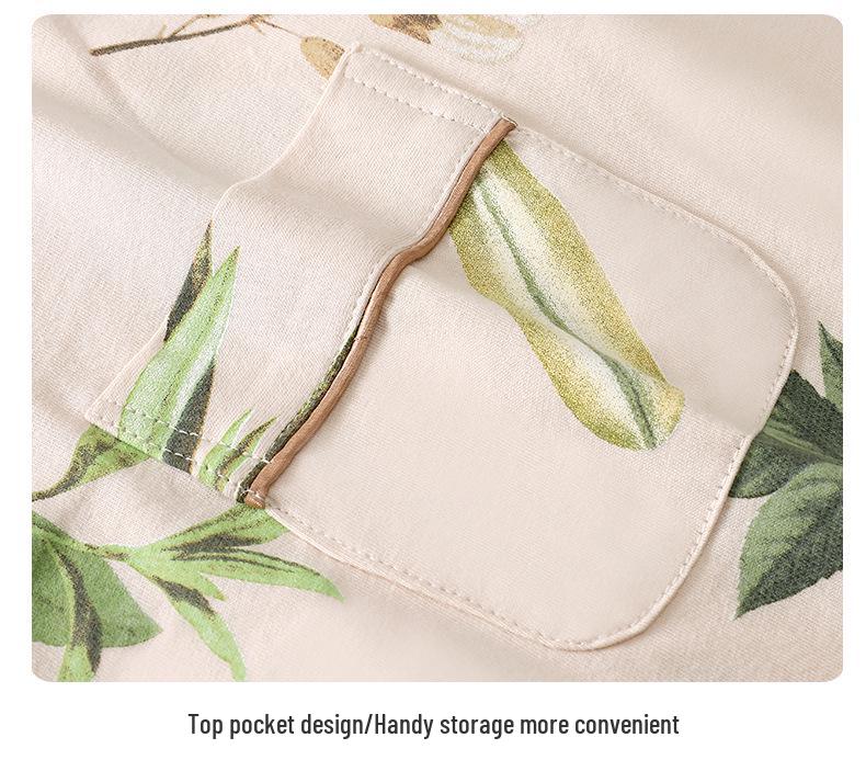 Dam Pyjamas Set i Bomull - Långärmad, Långa Byxor, Ledig Tunn Kofta, Vår- & Höstkläder